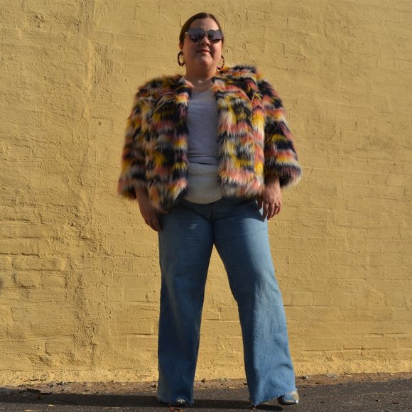 Eloquii Multicolor Faux Fur Coat, size 14 16 14/16 - Picture 5 of 5